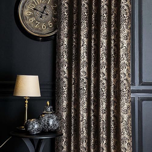 Miniatura 4 de always4u Cortinas de terciopelo 100% opacas con aspecto metálico, estampado geométrico, cortinas de textura de lujo para sala de estar, dormitorio,
