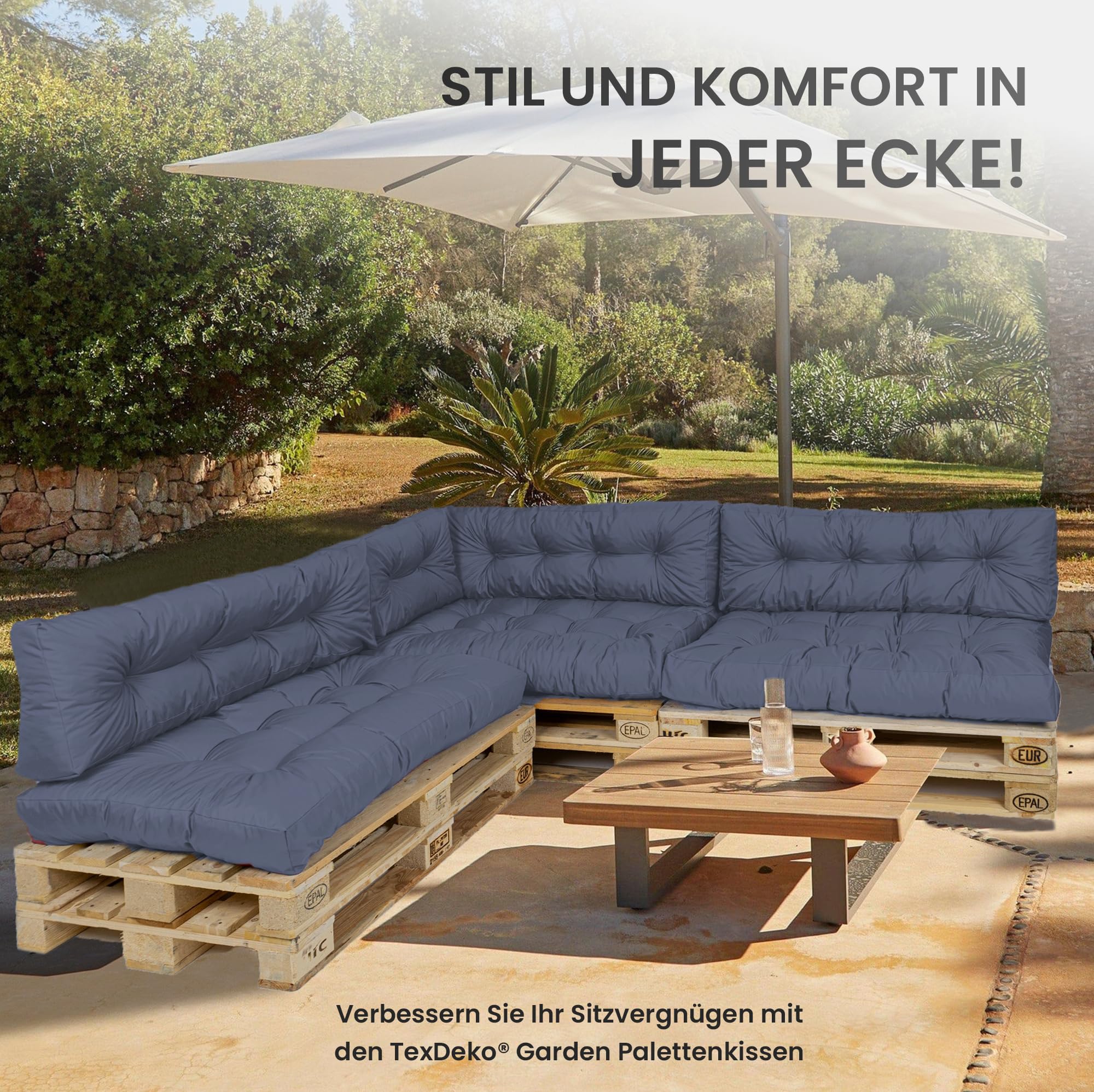 2L Home & Garden Palletkussen Velvet Donkergroen - 120 x 80cm - Zitkussen