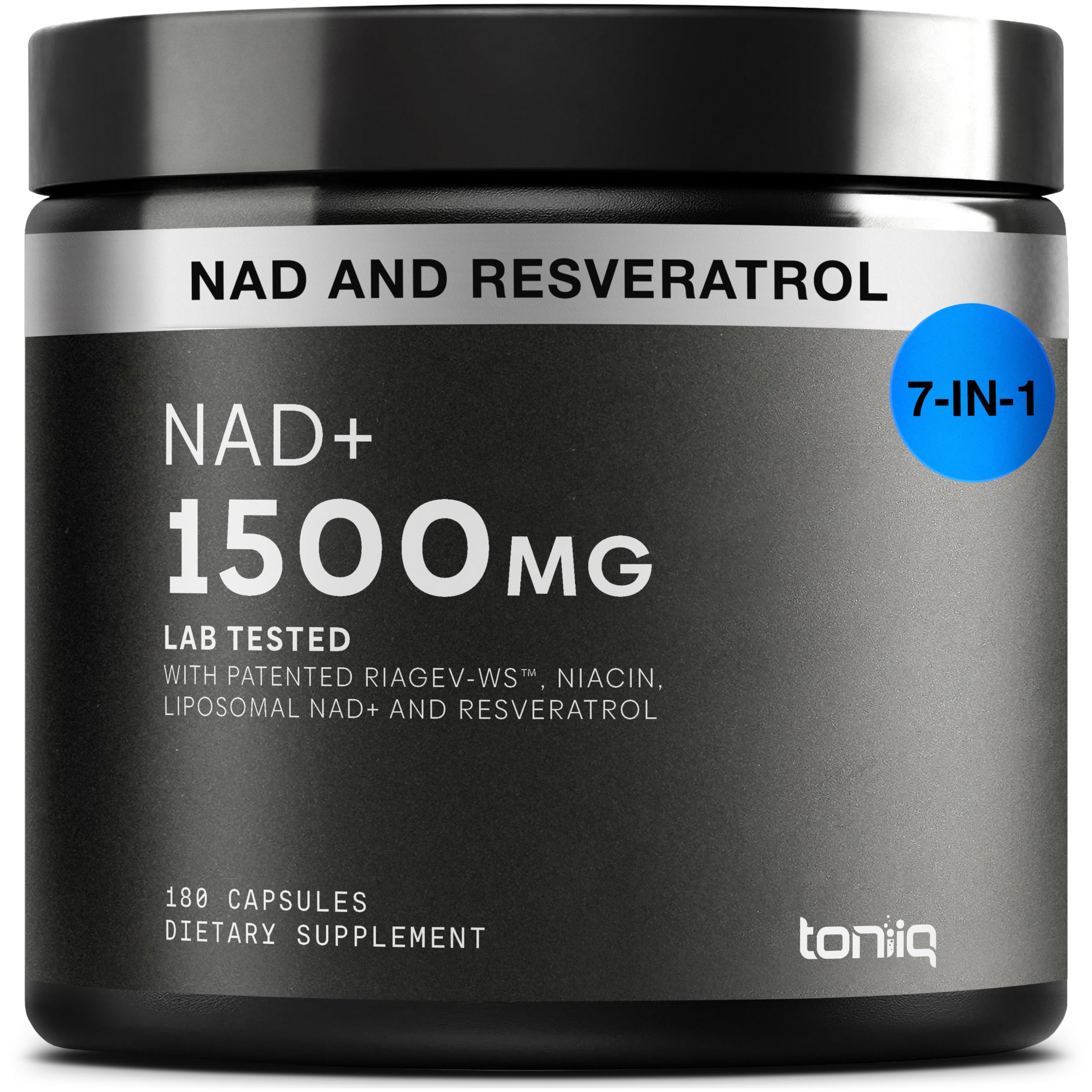 Toniiq Liposomal NAD+ and Resveratrol Supplement - 1500mg 180 Count (Pack of 1)