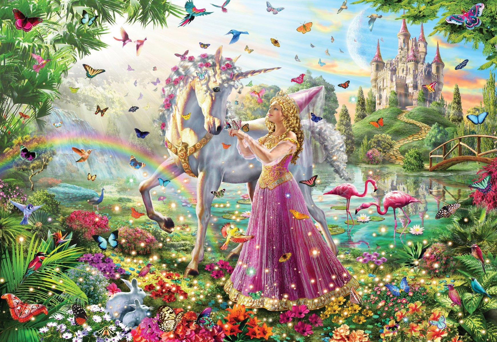 Stukk Assorted Or Multi-Coloured Unicorn Princess Fantasy Kids Bedroom Wall Art Poster Large - A3 (297 X 420Mm)