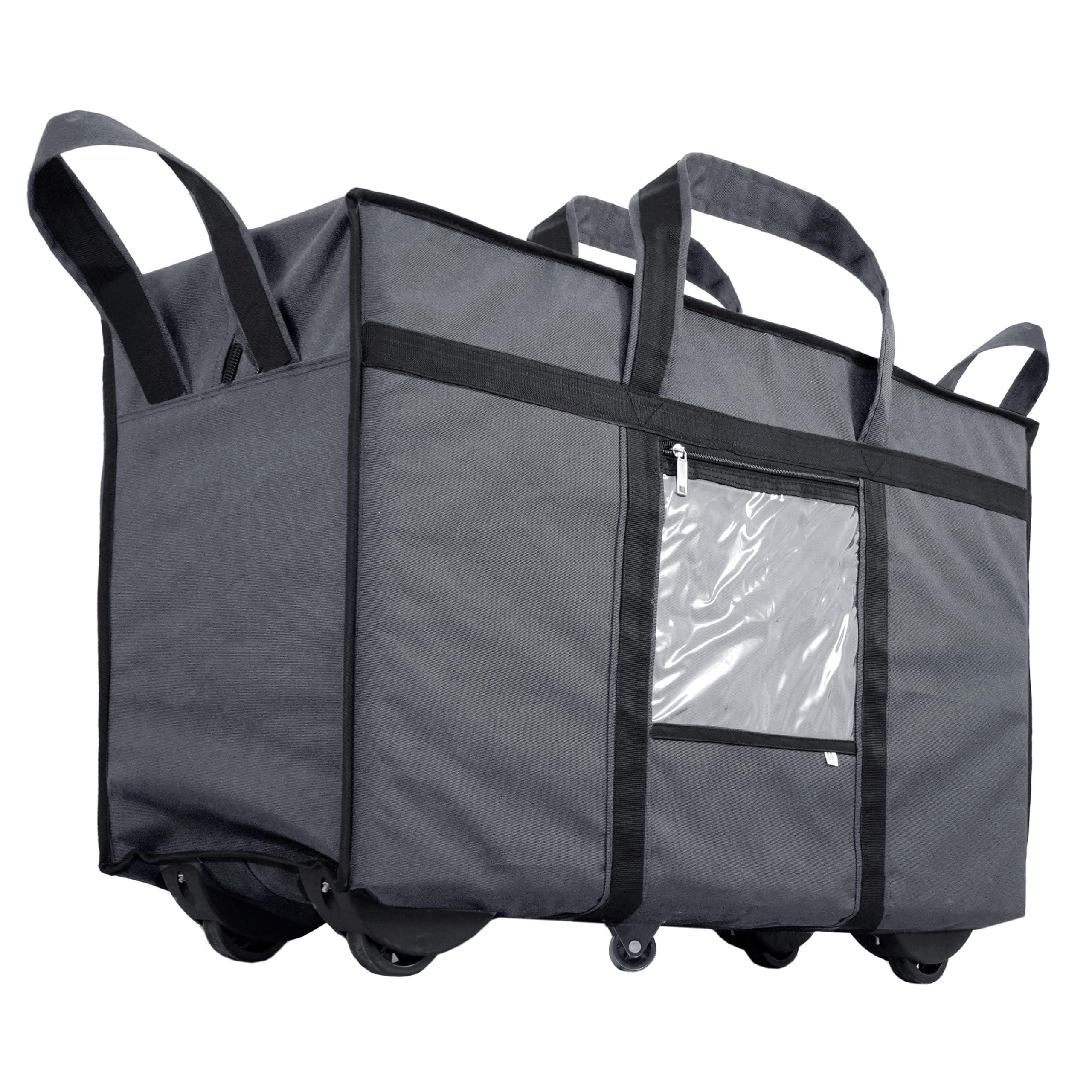 Storite Nylon 70 Cm Large Travel Duffle Bag Luggage Storage Trolley Bag for Travel with Five Wheels & Front Transparent Pocket (Grey- 70 x 27.5 x 45 Cm)