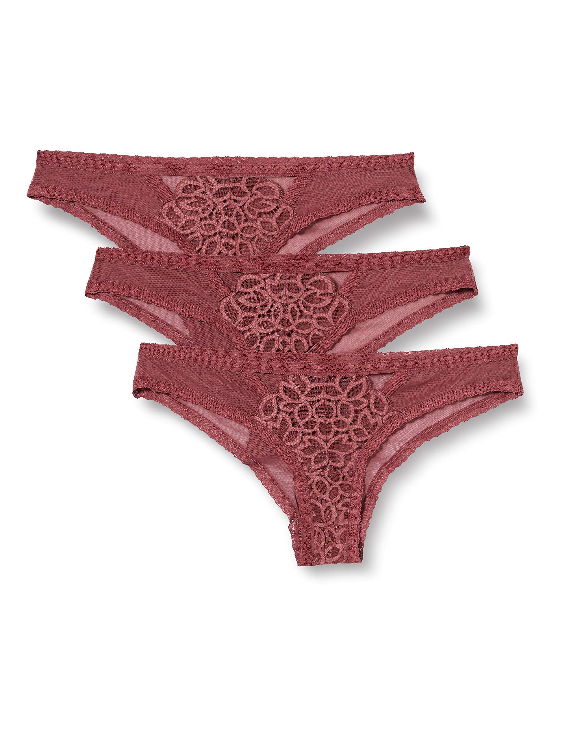 Iris & LillyWomen's Lace Brazilian Knickers, Pack of 3