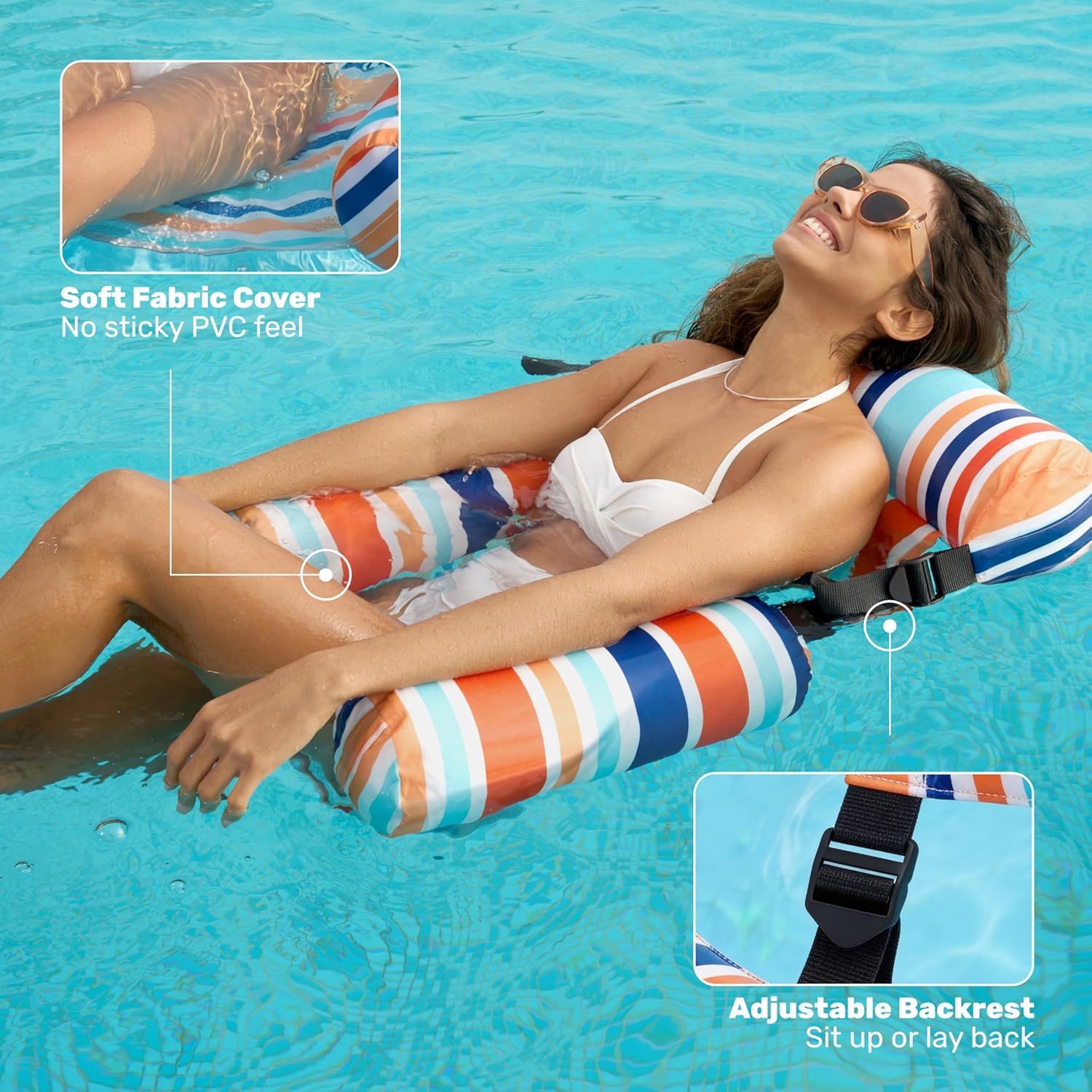 SLOOSH Pool Floats Chairs Adult, 3 Packs Inflatable Lounge Chairs,Blow up Pool Noodles Floats for Adults,Water Floating for Beach Party Summer Water Fun