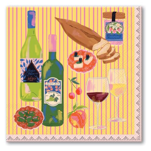 Image of Punch Studio 30-Count Disposable Party Napkins, 5 inch, Sip and Savor Wine