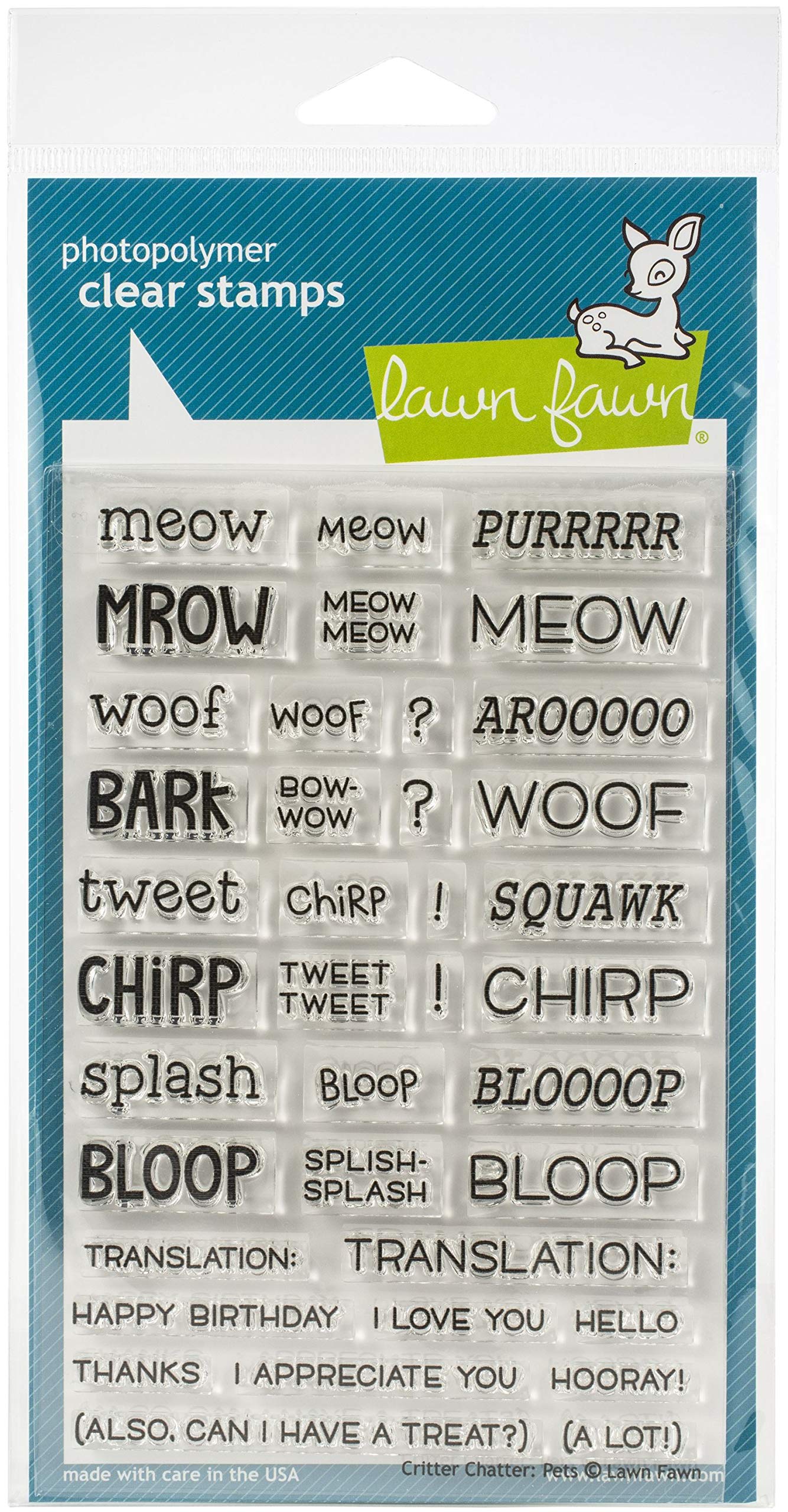 Critter Chatter Pets Lawn Fawn tampons photopolymère haute précision expressions animaux
