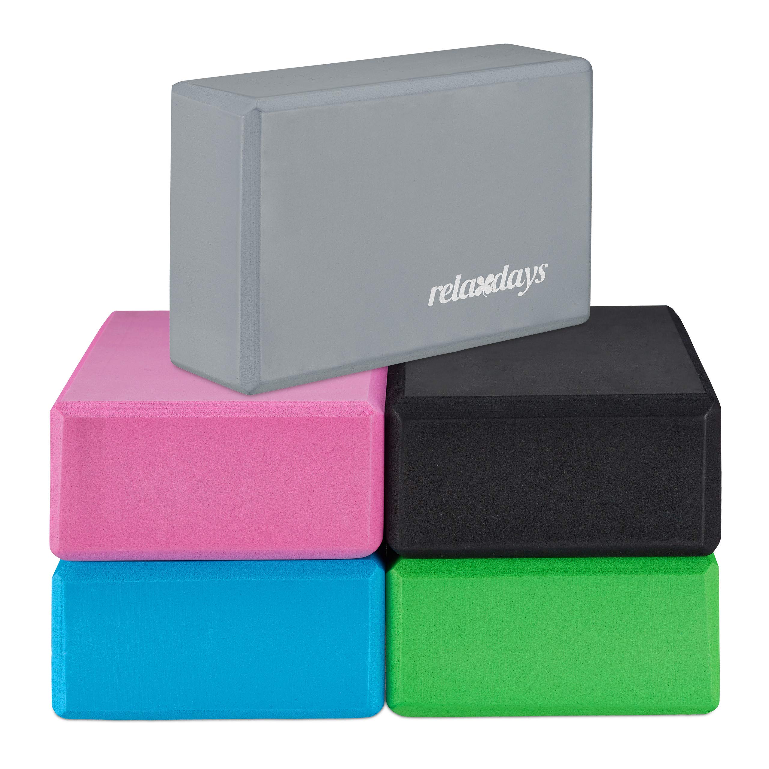 Relaxdays 10 x Blocs de Yoga, Cubes pour Exercices, en Mousse Rigide, antidérapants, H x L x P : 8 x 23 x 15 cm, Gris, en Set