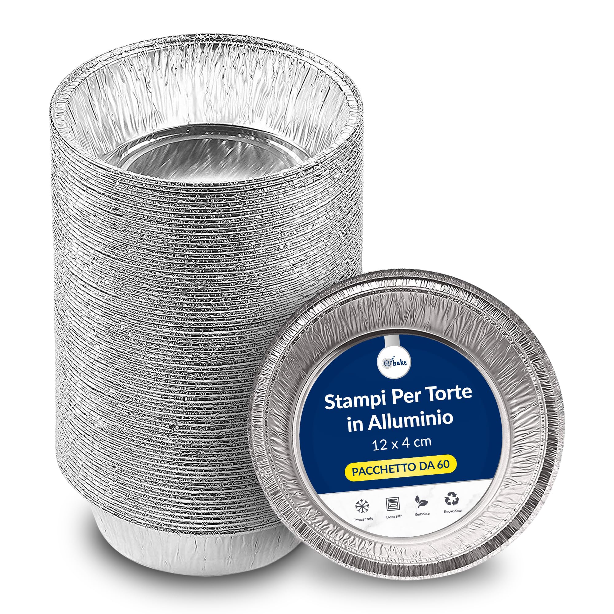 Foil Pie Dishes - Aluminium Round Foil Dishes 12cm (60 Pack) - Individual Disposable Foil Baking Trays for Pukka Pie, Shepherds Pie, Steak Pie, Pot Pie, Quiche, Pastries and Cake