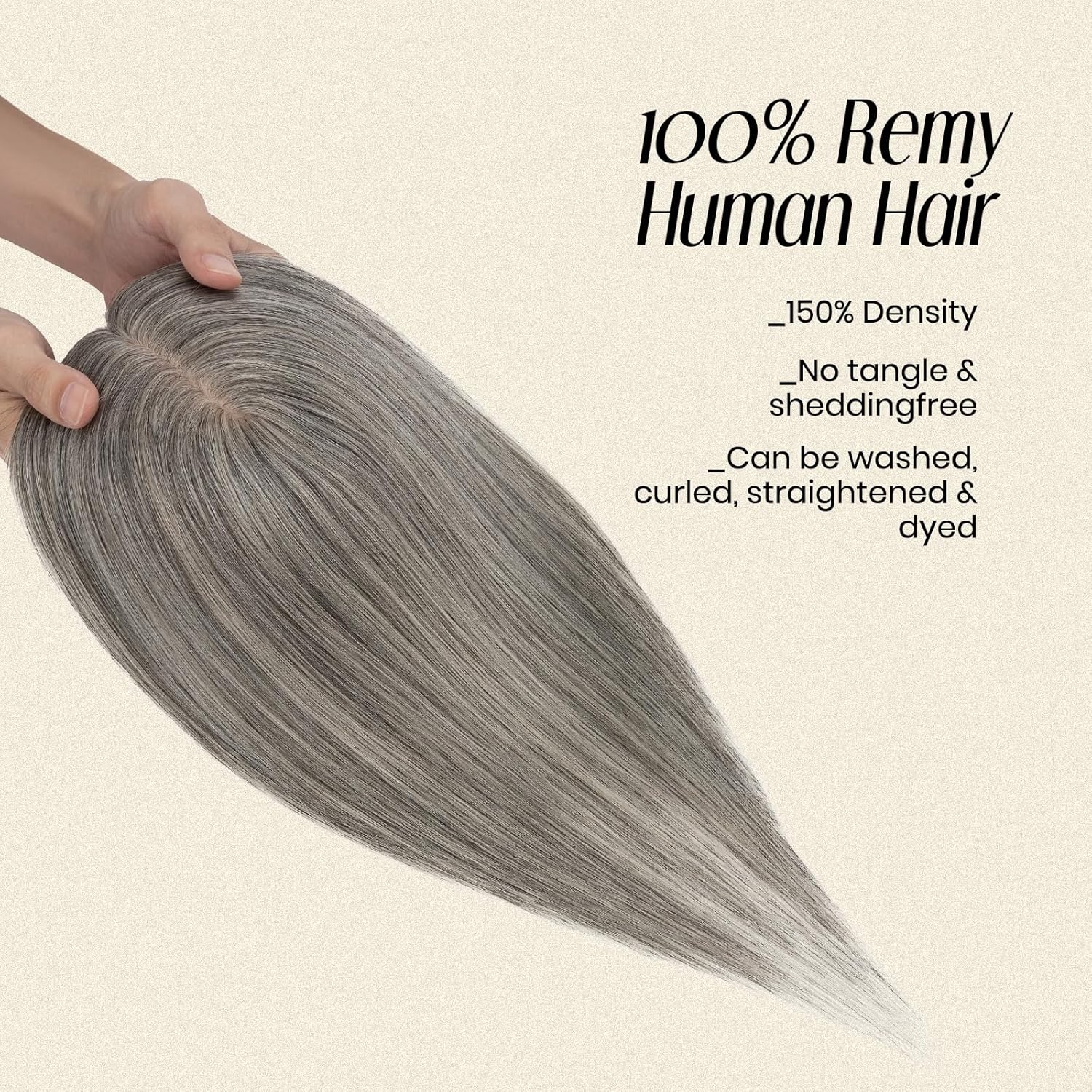 MY-LADY Human Hair Toppers for Women Real Human Hair Thin 7 * 13CM Silk Base with Lace Clip in Remy Hairpieces 150% Density 8 Inch White Blonde & Grey