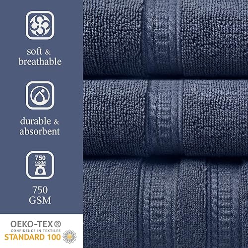 Miniatura 2 de Beautyrest Juego de toallas de baño de algodón de 750 GSM, lujosamente suave, juego de 6 toallas de baño de sensación de cachemira, 2 toallas de