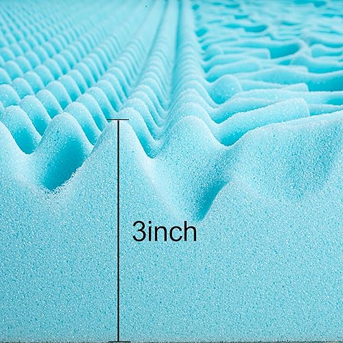 Miniatura 6 de Planet Sleepings Cubrecolchón de espuma viscoelástica de 3 pulgadas, cubrecolchón de espuma de gel con funda transpirable para aliviar la presión,