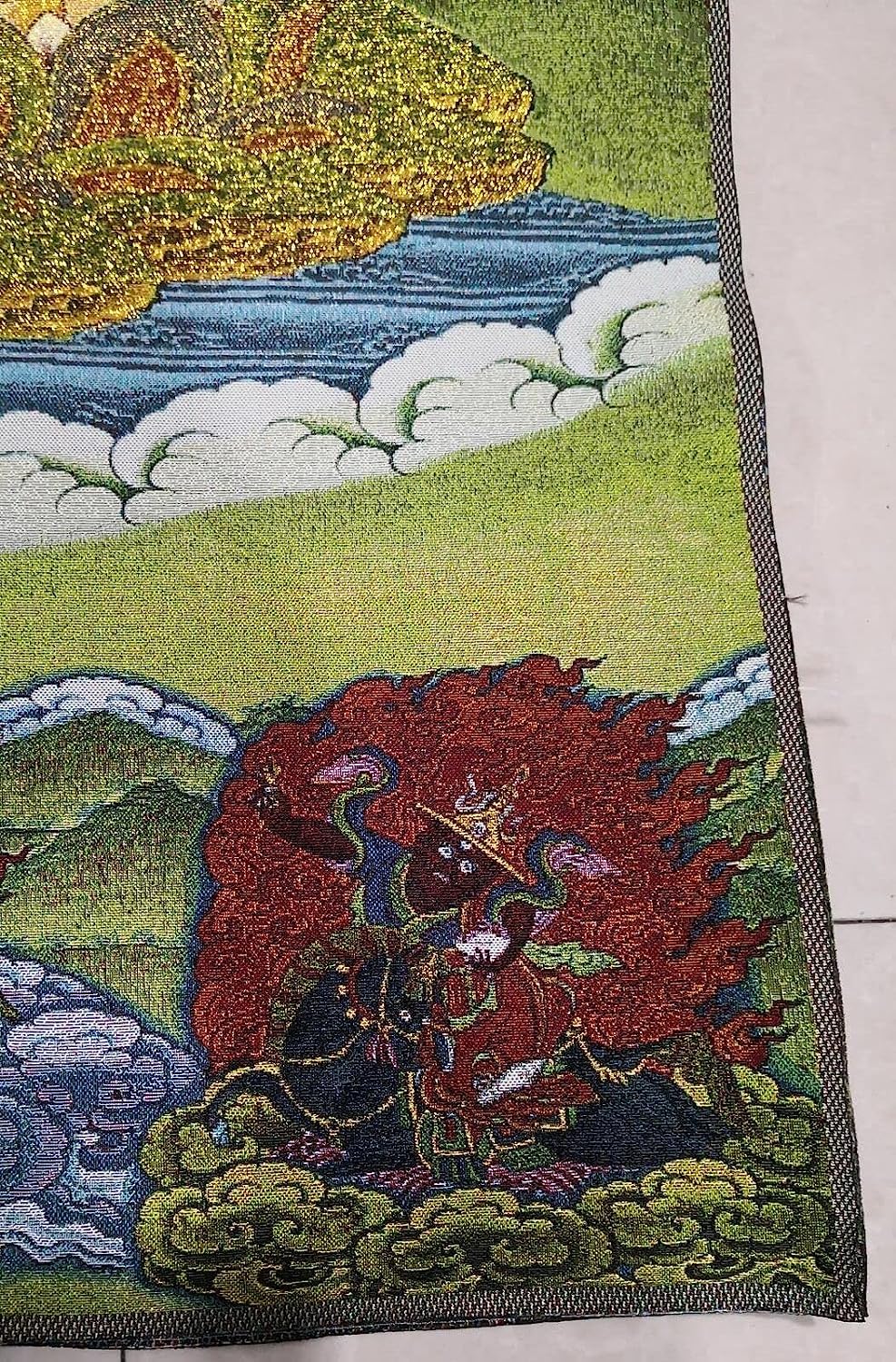 Tangka Wandteppiche, buddhistische Wandteppiche, Seidenstickerei TibetTibet tibetanisches Tuch Seide Buddhismus Vajrasattva Buddha Tangka Thangka Wandgemälde Fengshui Wandbehang for Heimdekoration Wan