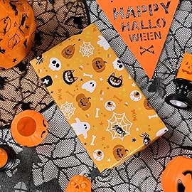 PlandRichW Halloween Wrapping Paper 12 Sheets Folded for Boys Girls Kids Man Women,Pumpkin Spooky Witch Hat Bat Halloween Decorations,Holiday,Party,Baby Shower Present Packing Each 20 X 29