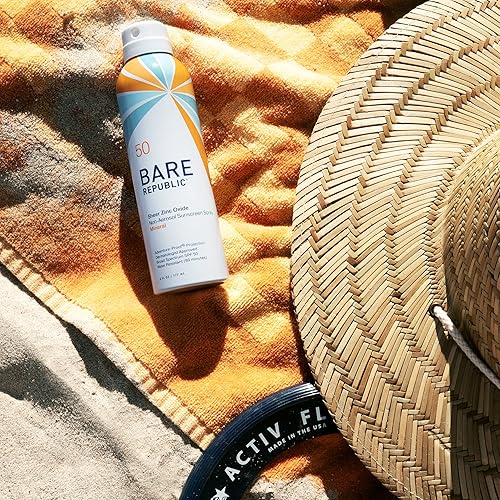 Miniatura 4 de Bare Republic Protector solar mineral SPF 50 en aerosol de protección solar, acabado transparente y no graso, aroma a coco y vainilla, 6 onzas