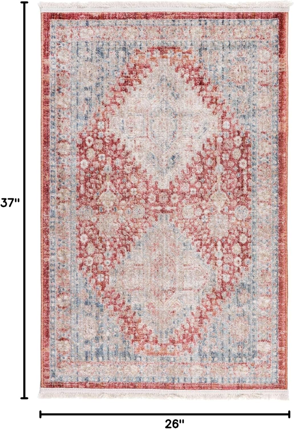 Unique Loom Noble Collection Area Rug - Elizabeth (2' 2" x 3' 1" Rectangle, Red/ Blue)