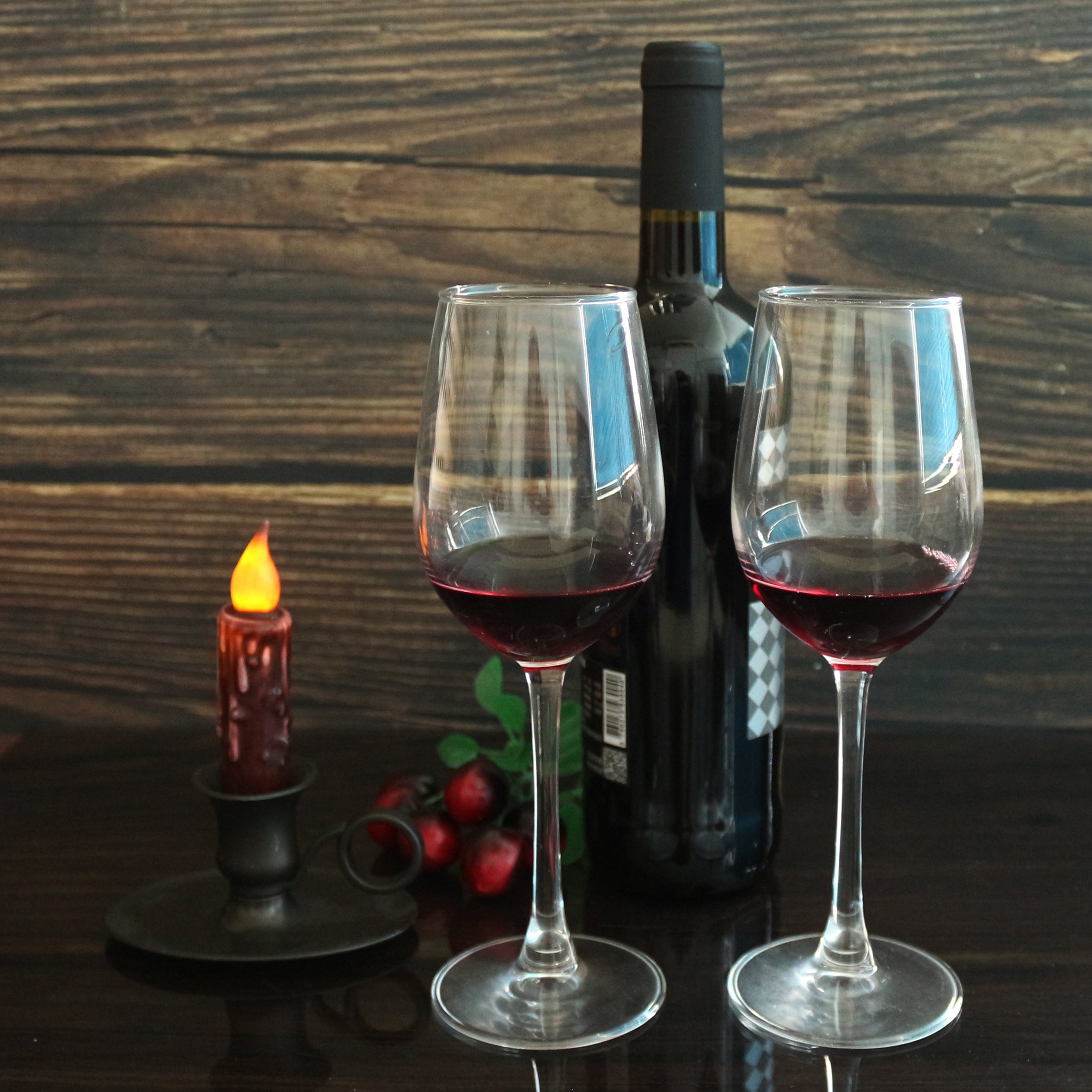CVHOMEDECO. Velas cónicas LED de cera real sumergidas a mano, funciona con pilas, luces cónicas sin llama, decoración primitiva, 4-3/4 pulgadas, borgoña, 3 unidades en un paquete