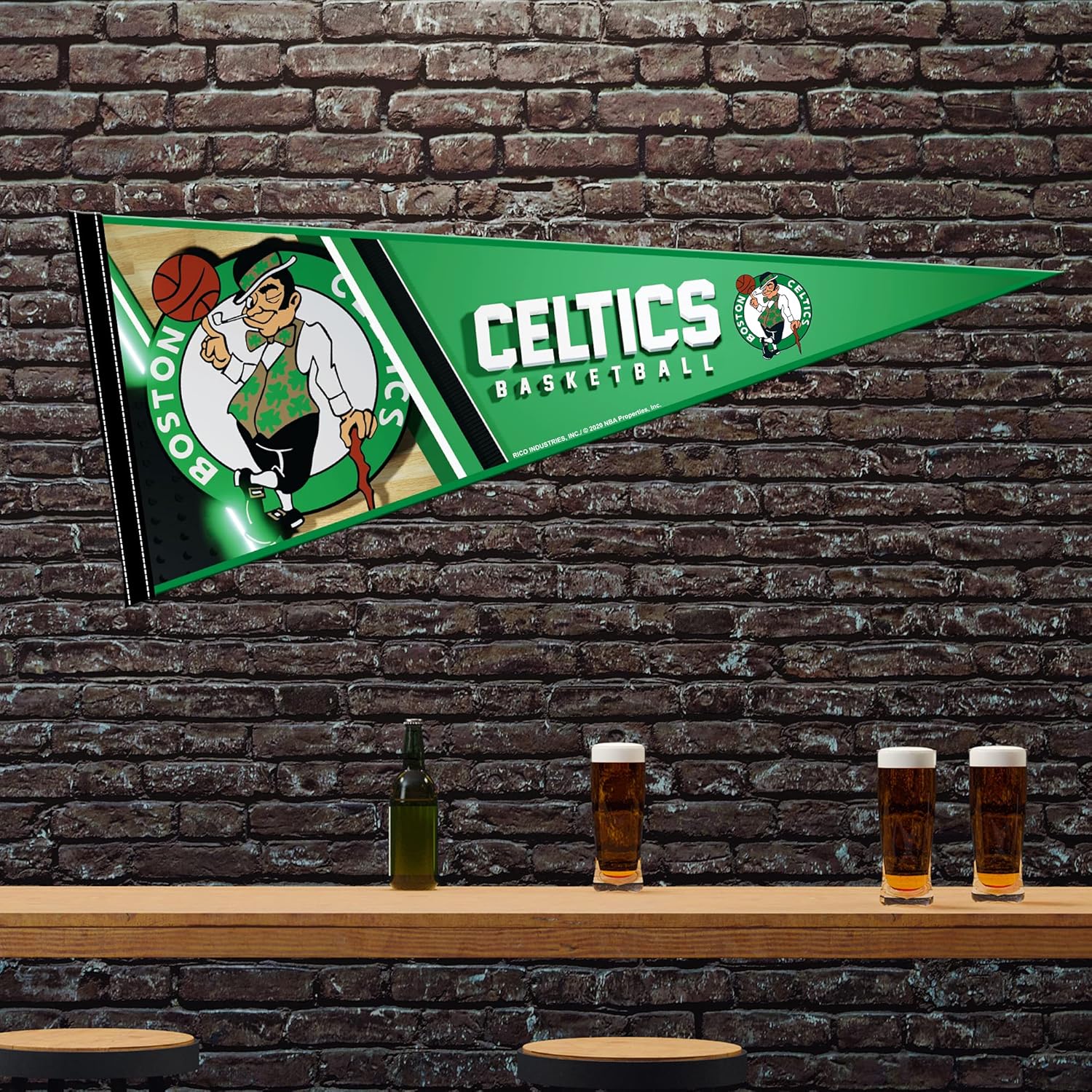 Rico Industries NBA Basketball Primary 12" x 30" Felt Wall Décor Pennant - Great for Home/Bed Room/Man Cave Décor