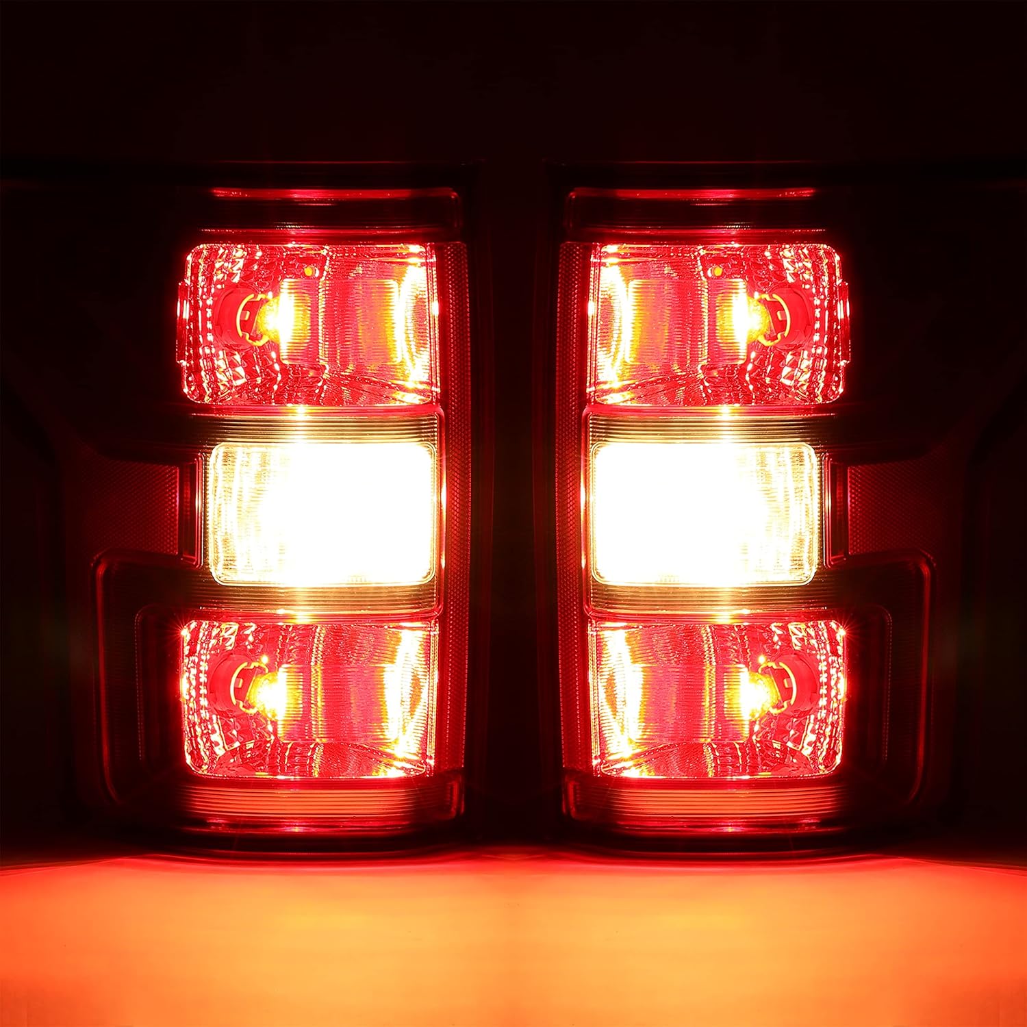HECASA Tail Light Pair Compatible with 2018-2020 Ford F-150 Taillights Left & Right Replacement for JL3Z-13405-H JL3Z-13404-H FO2800265 FO2801265 Red Lens & Chrome Housing Plastic