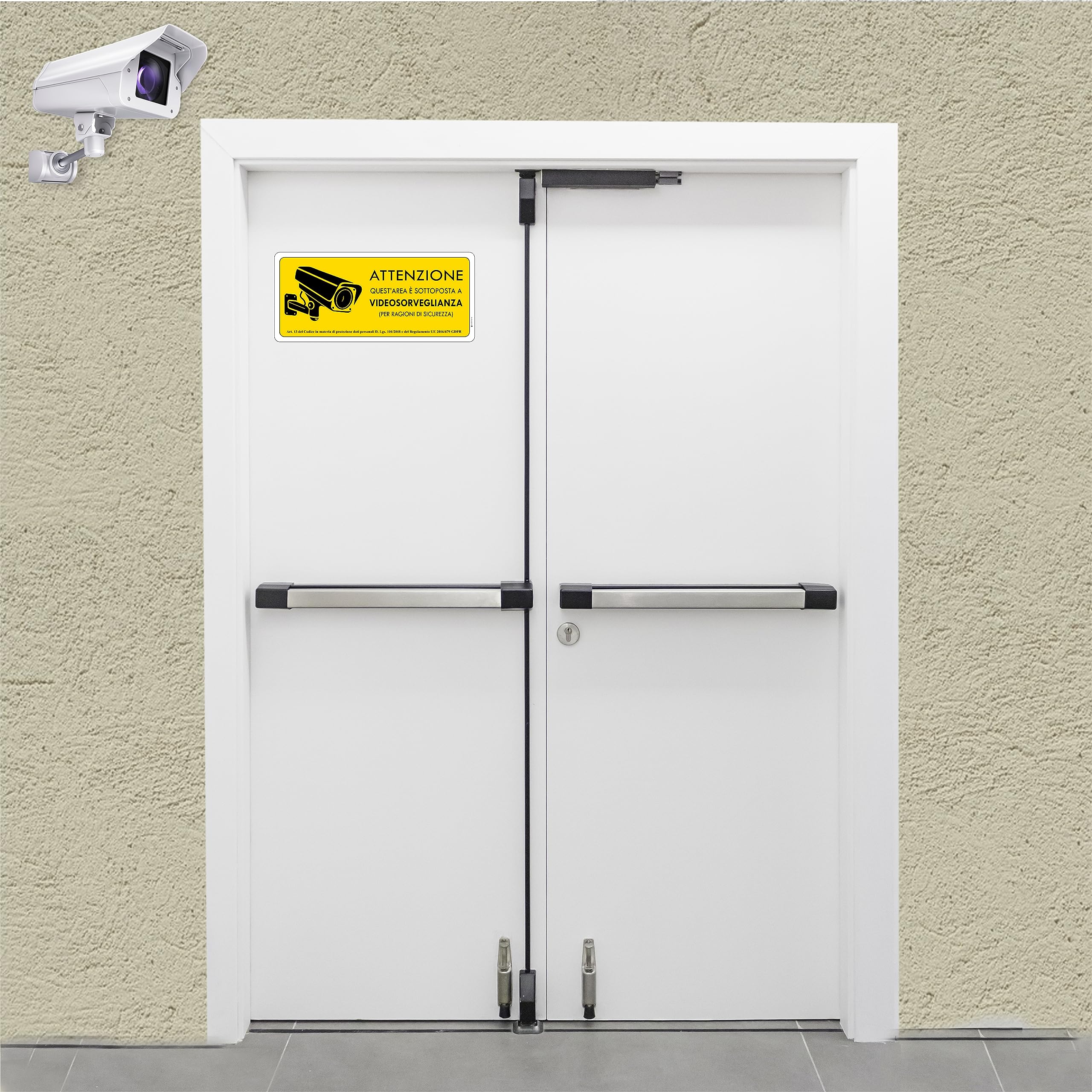 pubblimania 4 Adesivi PVC AREA VIDEOSORVEGLIATA per Esterno e Interno (Cm 29x13) (4 Area Videsorvegliata)