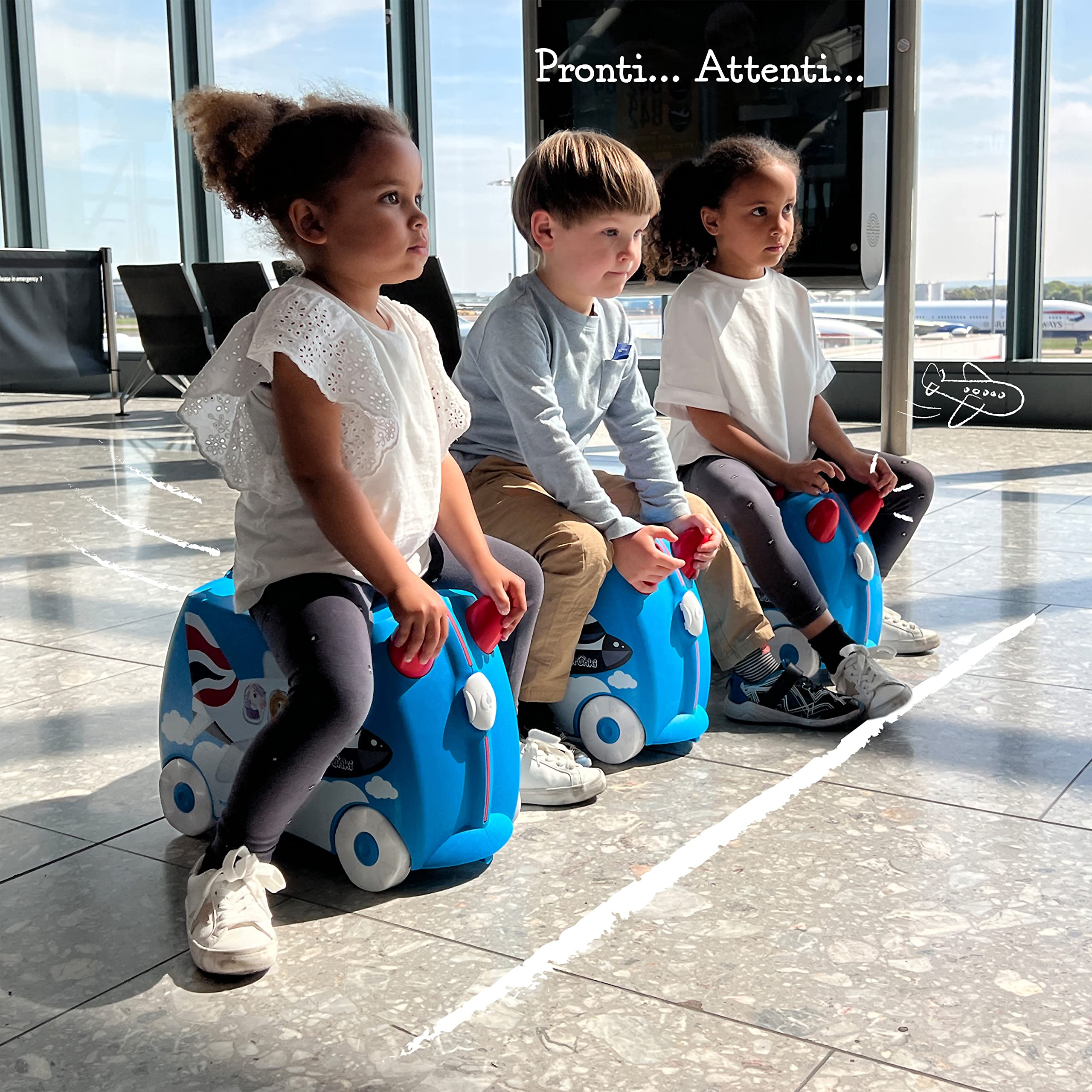 Trunki Valigia per bambini – Valigia per bambini – Bagagli per bambini – Valigia per cavalcavia, Ba Blu, 47 x 32 x 21 cm, Bagagli per bambini