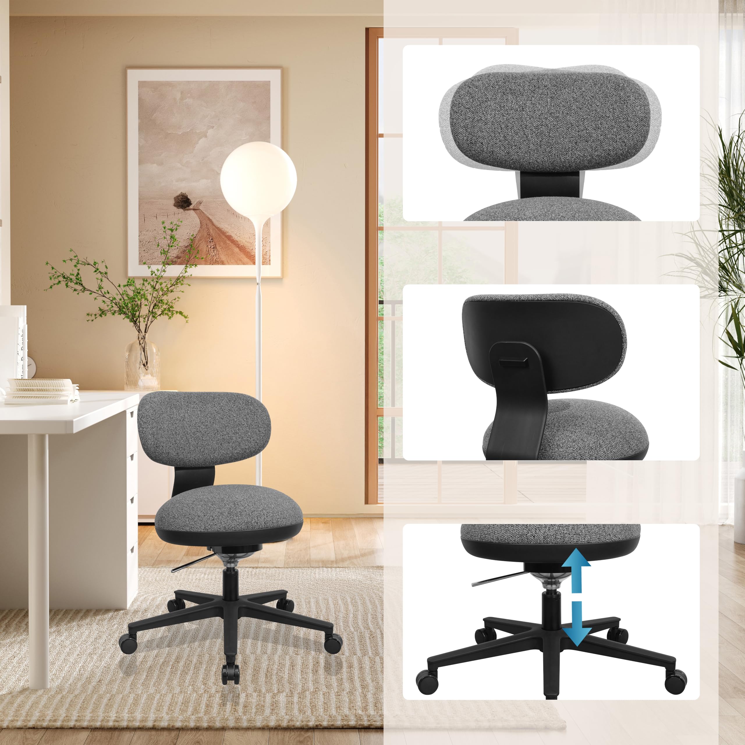 hjh OFFICE Bandscheibenstuhl Rückenfreundlich & durchblutungsfördernd | Dicke Polsterung, Ergonomischer Schreibtischstuhl