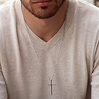 Vista 5 de Galis Cross Necklace For Men - Premium Stainless Steel Chains, Silver Plated Non Tarnish With Pendant, Chain Pendants, Stylish Fashion Accessories