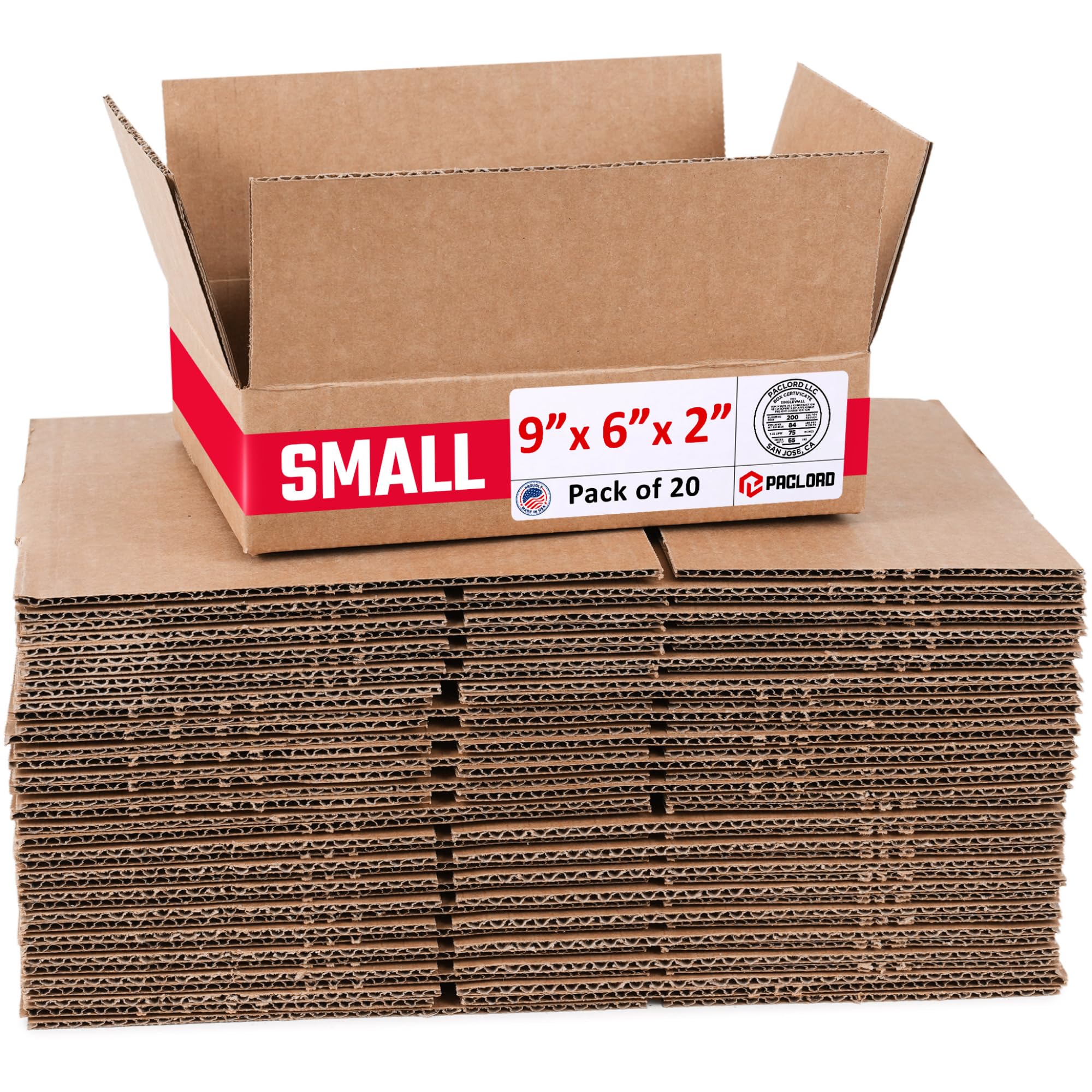Small Cardboard Boxes 9"L x 6"W x 2"H (Pack of 20) - USA-Made Packing Boxes for Moving, Shipping, or Storage - USPS, UPS, FedEx Approved - Professional Packing Supplies for Moving | USA-Made Packing Boxes for Moving, Shipping, or Storage - USPS, UPS, FedEx Approved - Professional Packing Supplies