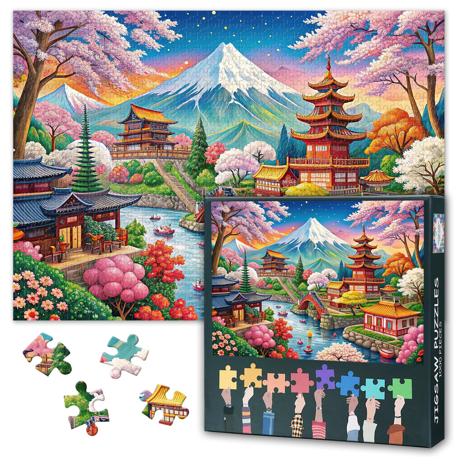 Puzzles for Adults 1000 Pieces - Mount Fuji, Japan Jigsaw Puzzle, Building, 27.5x19.7 inches