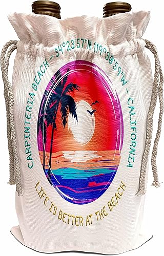 3dRose Carpinteria Beach, California. Life is better at the beach gift - Wine Bags (wbg-361787-1)