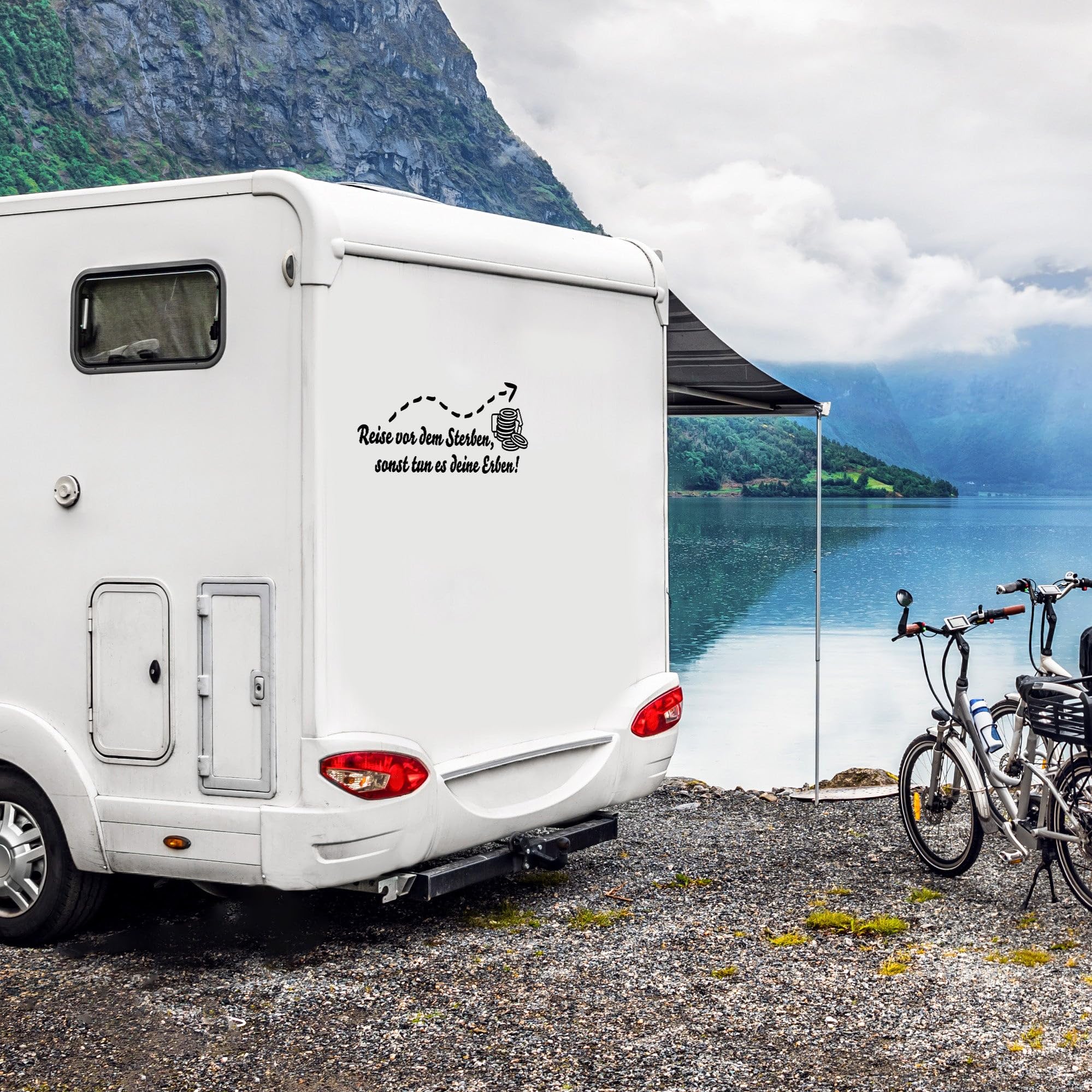 CAMPIDOO Aufkleber 'Reise Vor Dem Sterben' - Fahrzeugaufkleber 75cm Schwarz