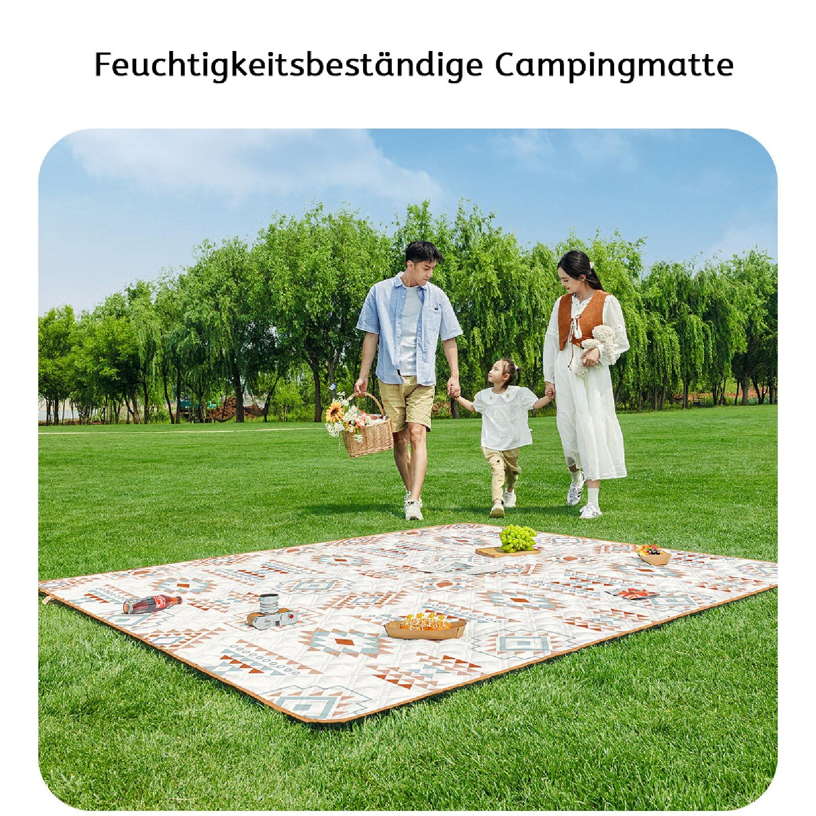 Picknickdecken für draußen, große Campingdecken, wasserdicht, maschinenwaschbar, für unterwegs (Warme Sandfarbe, 200X220CM)