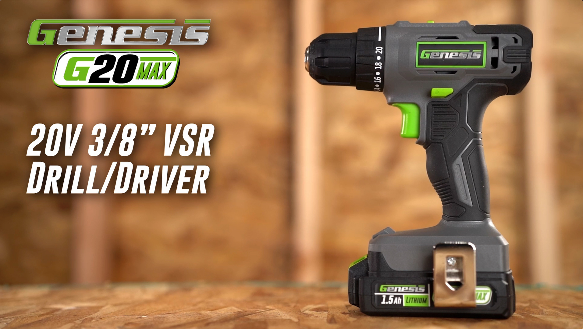 Genesis G20MAX 20V Cordless Drill with Battery and Charger 2-Speed
