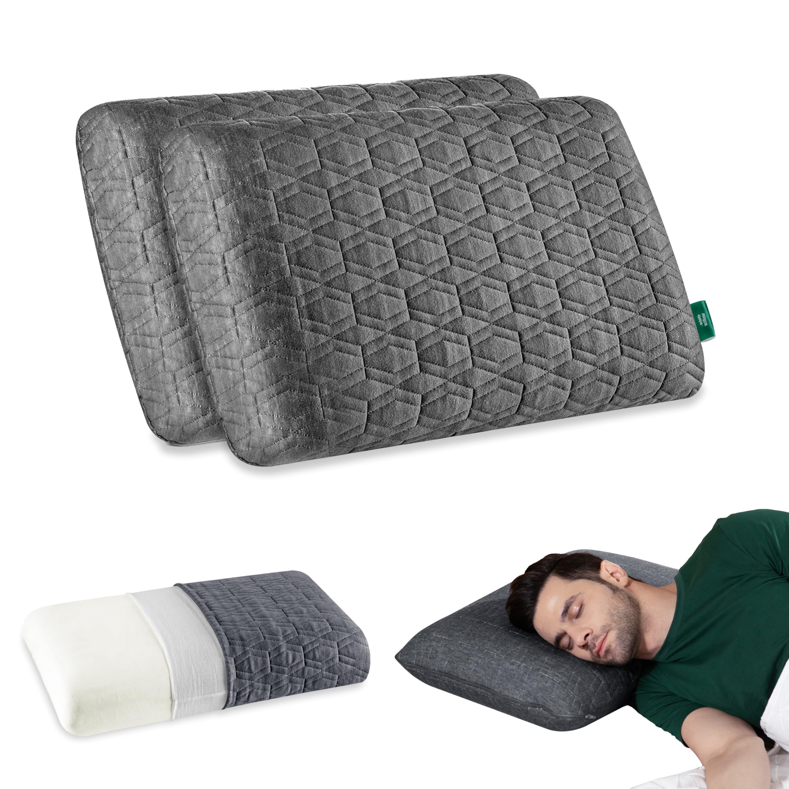 The White Willow Pillow for Neck Pain Relief-Pillow Set of 2-Engineered Latex Pillow-Orthopedic Bed Pillow for Sleeping-Cervical Pillow for Neck & Shoulder Pain-Soft for Back Pain-Standard Size-4'' H