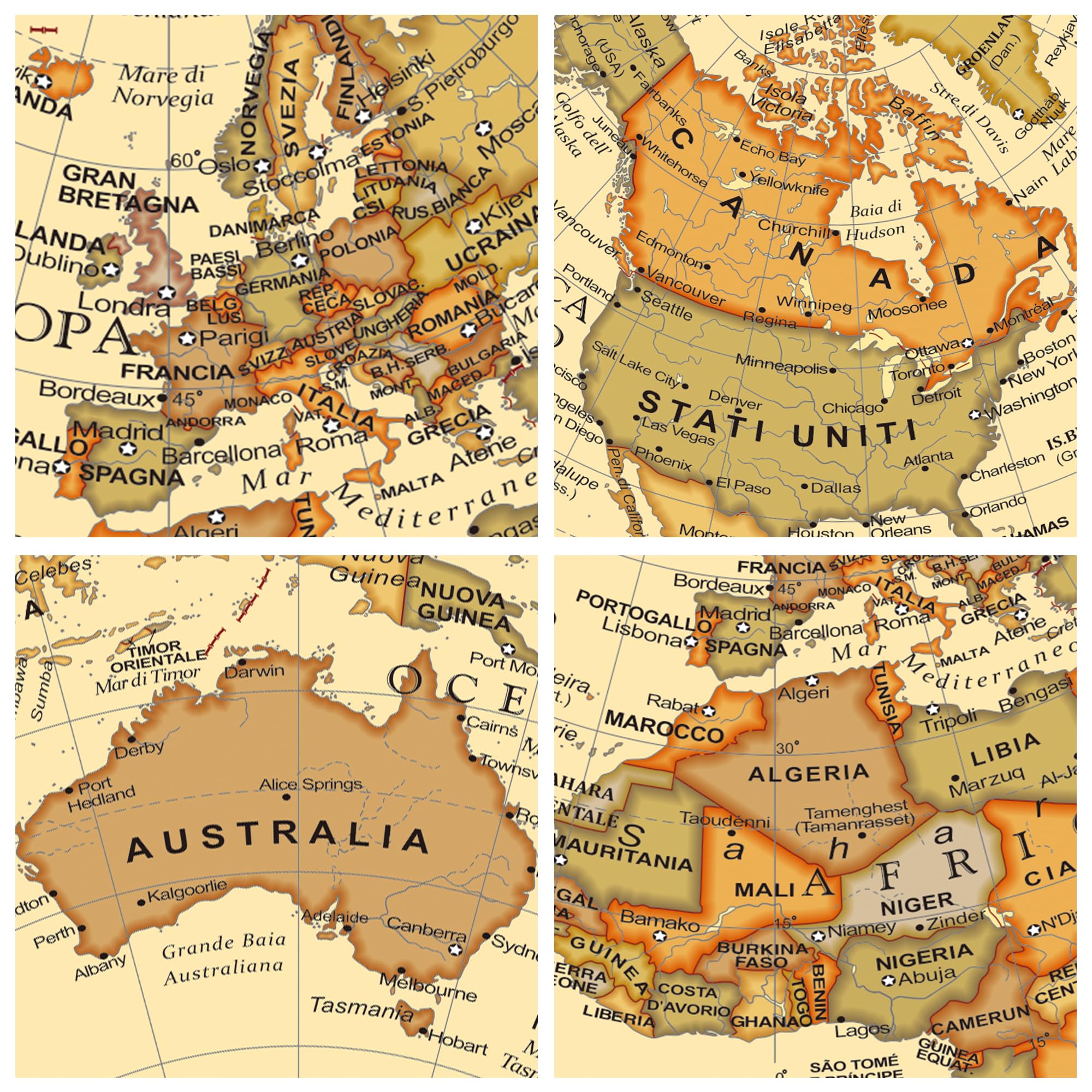 Exerz Mappamondo Antico 14cm Mappa Italiana Supporto Metallo Bronzo | Compatto per scrivania studio e libreria con finitura ideale per bambini adulti casa ufficio e regali Globo Terrestre Antico