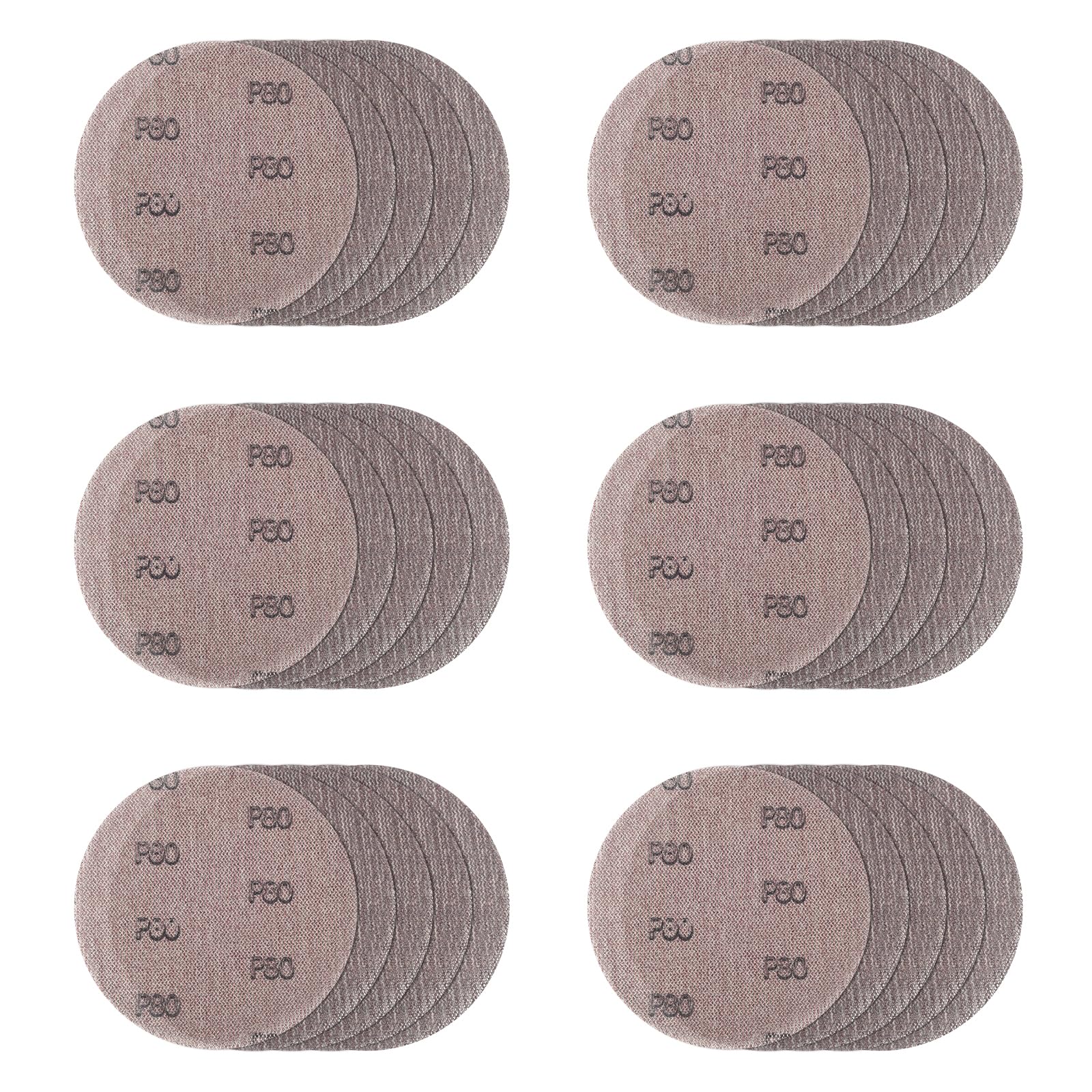 5 Inch Sanding Disc Hoop and Loop Mesh Abrasive Dust Free Anti-Blocking Net Sandpaper 30 Pieces 80 Grit Sanding Sheets for Drywall Sander,Auto Body,