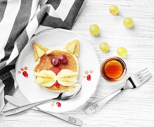 Miniatura 3 de Cubiertos de acero inoxidable para niños, cubiertos seguros para niños y niños pequeños, cubiertos para niños, juego de utensilios para niños