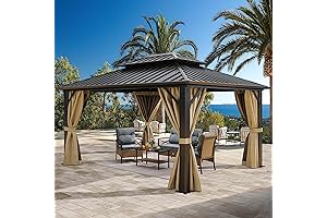YITAHOME 10x12ft Metal Canopy Outdoor, Double Roof Gazebo with Netting