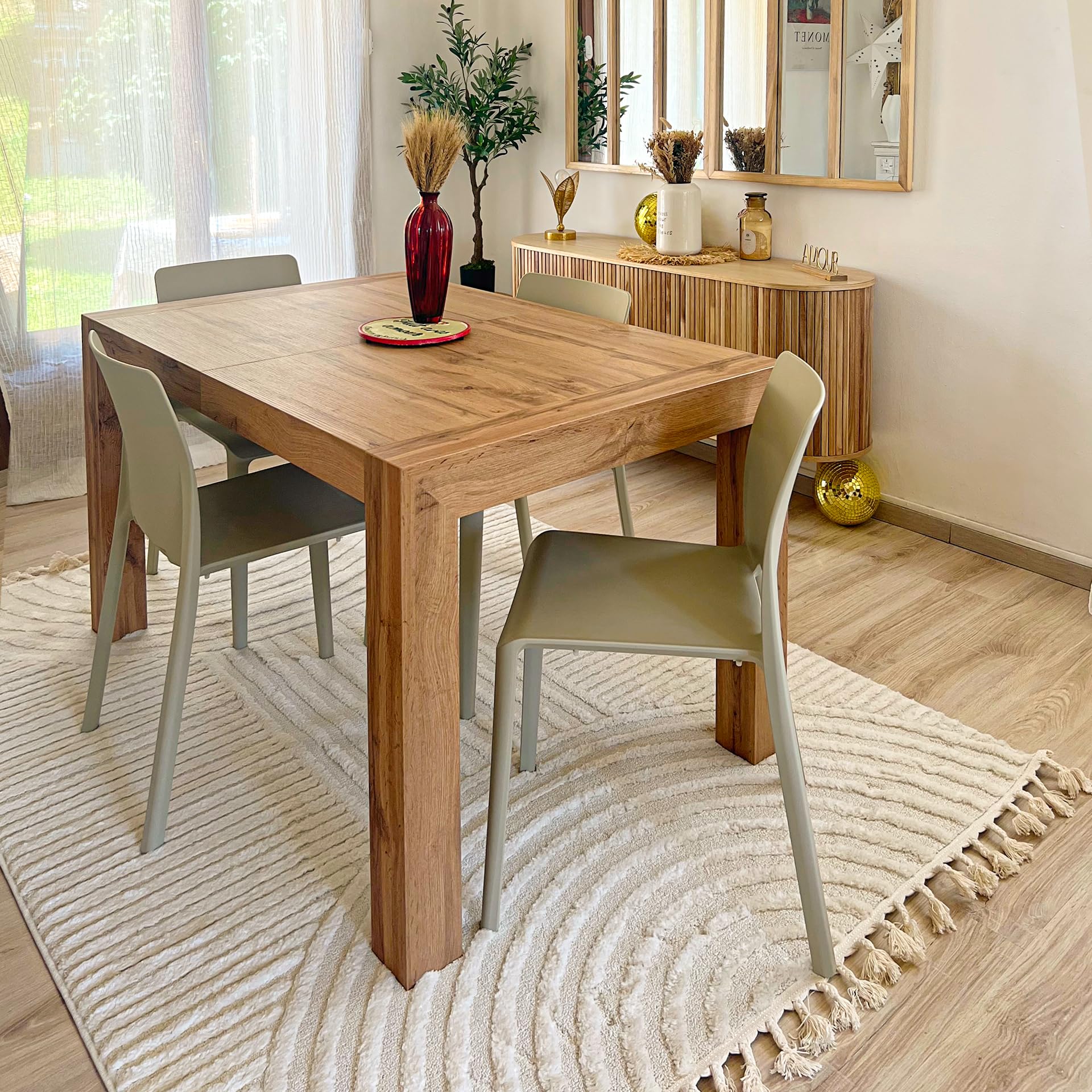 Mobili Fiver, Tavolo Allungabile Moderno, Iacopo, 140(220) x90 cm, Rovere Rustico, per 6-10 persone, Tavolo Cucina, Soggiorno, Made in Italy