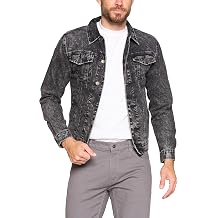 vkwear Red Label Mens Premium Casual Faded Denim Jean Button Up Cotton Slim Fit Jacket