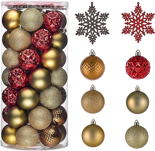 Miniatura 13 de Valery Madelyn Juego de adornos decorativos para árbol de Navidad para otoño, Halloween, 50 unidades de 2.36 pulgadas, rojo, verde y dorado