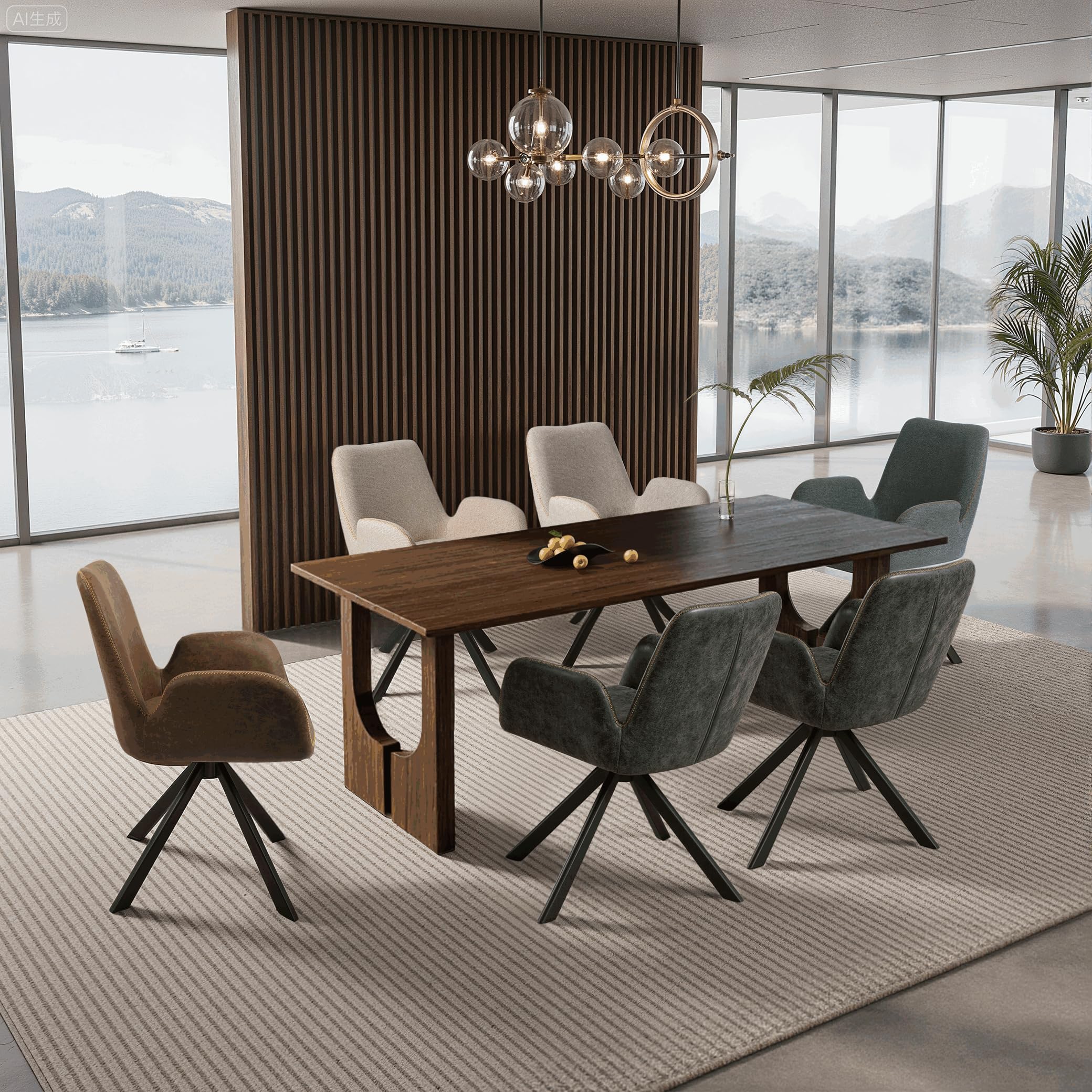 Drehbare Esszimmerstühle 2er Set mit Armlehnen – 360° ergonomische und Bequeme Stühle mit breiter Sitzfläche – Für Esszimmer, Wohnzimmer oder Büro