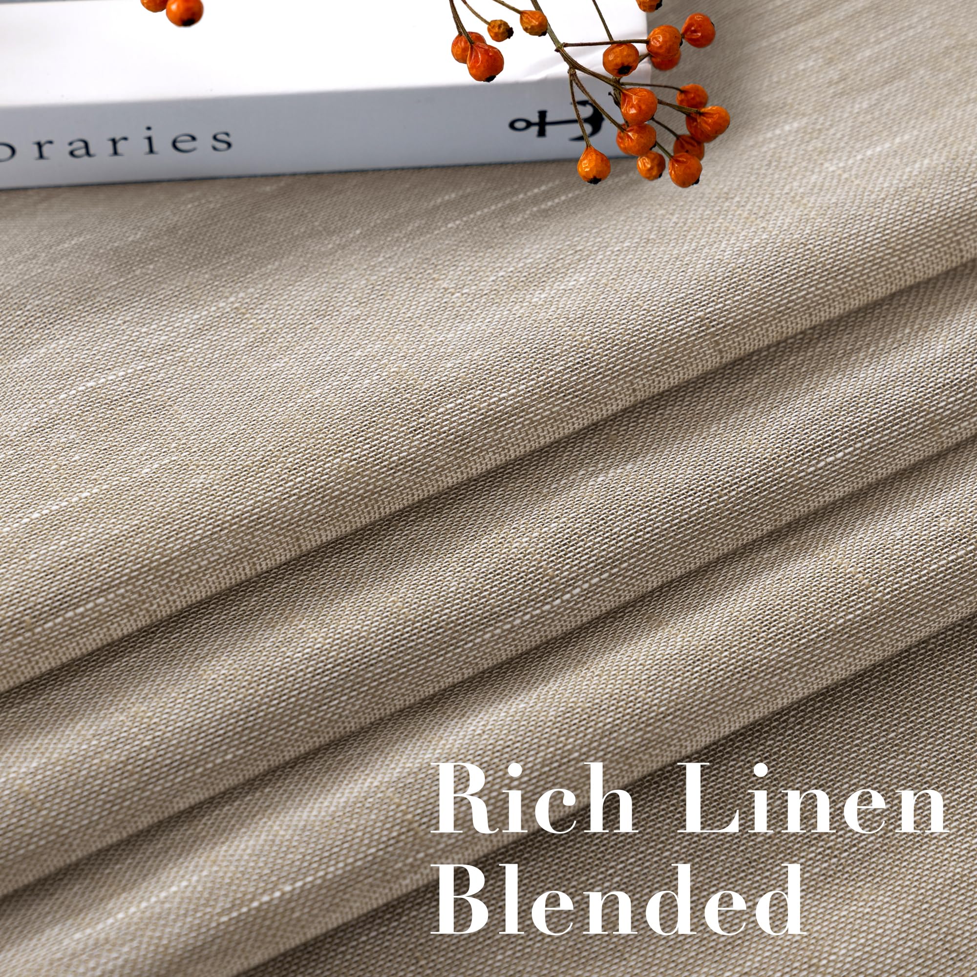 H.VERSAILTEX Paneles De Cortina De Lino Natural Blanco De Eficiencia Energética, Semitraslúcidas, Paneles De Tratamiento De Ventana Con Ojales De Níquel (juego De 2, 52 X 96 Pulgadas, Color Blanco