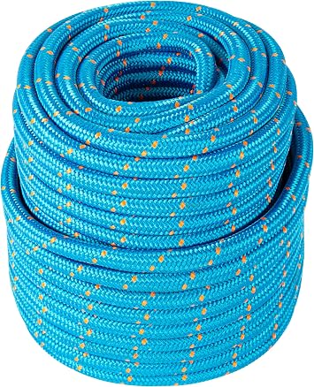 Zeluga 15-135 Double Braided Arborist Static Rope 0.55in x 125ft, 8400lbs Breaking Strength Heavy Duty Polyester Climbing Rope for Tree Work, Tree Swing, Camping, Sailing, Boat, Pulling Blue