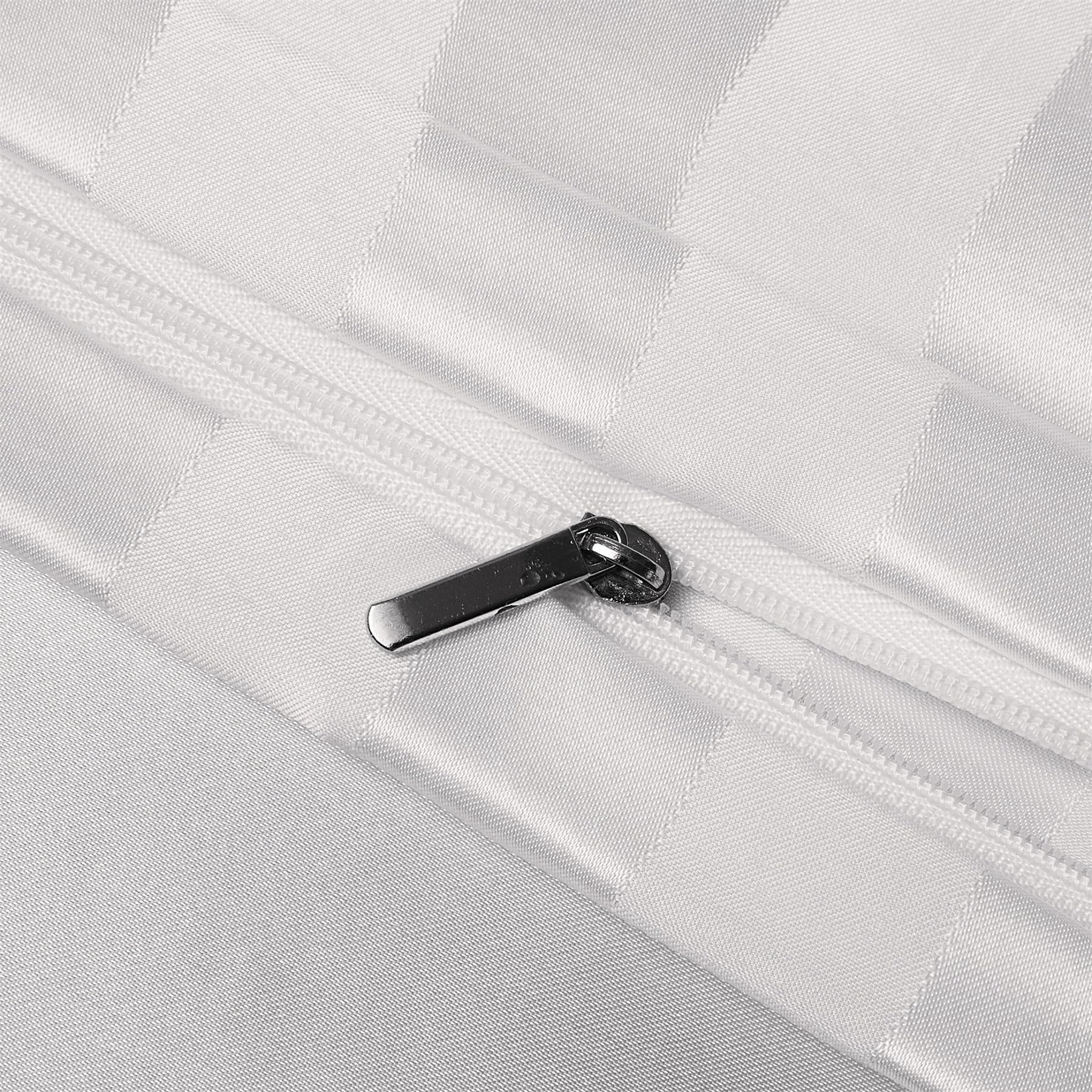 Copripiumino in Raso 220 x 240 bianco a righe lucido Deluxe Parure da letto in raso morbido setoso seta biancheria da letto per 2 persone adulte con cerniera con federe 65 x 65 cm