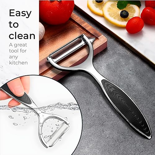 Miniatura 5 de Pelador en Y, peladores para cocina con una cuchilla afilada y removedor de ojos + agarre negro para apoyar mejor los peladores de verduras para