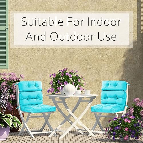 Miniatura 5 de Geelin Cojín de respaldo alto para silla de patio para interiores y exteriores, cojines copetudos para silla de patio, impermeables, cojines de