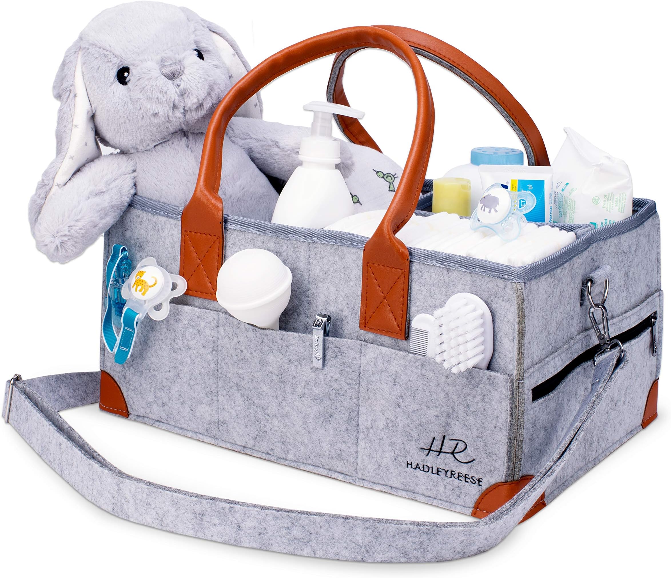 Baby Diaper Caddy Organizer (15 x 10 x 7 Inch) - Large Portable Nursery Storage Bag for Travel, Car - Diaper Bag Organizer for Diapers, Wipes, Baby Toys, Lotion