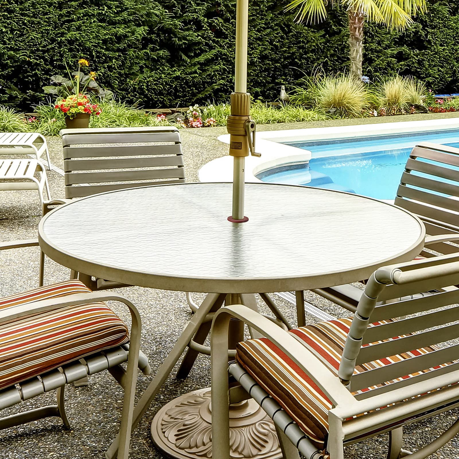 Amazon.com : Outus 2 Pieces Patio Table Umbrella Hole Ring Umbrella Cone  Wedge Plug Umbrella Stabilizer Sleeve for 2 to 2.5 Inch Patio Table Hole  and 1.5 Inch Pool Umbrella Adapter(Brown) :