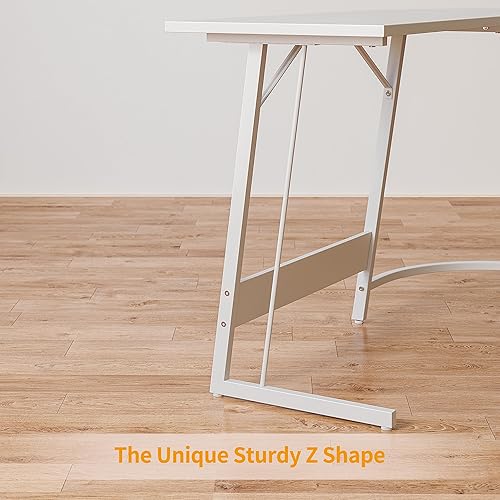 Miniatura 119 de CubiCubi Escritorio en forma de 59 pulgadas, escritorio de esquina para computadora con superficie de fibra de carbono, escritorio para juegos con