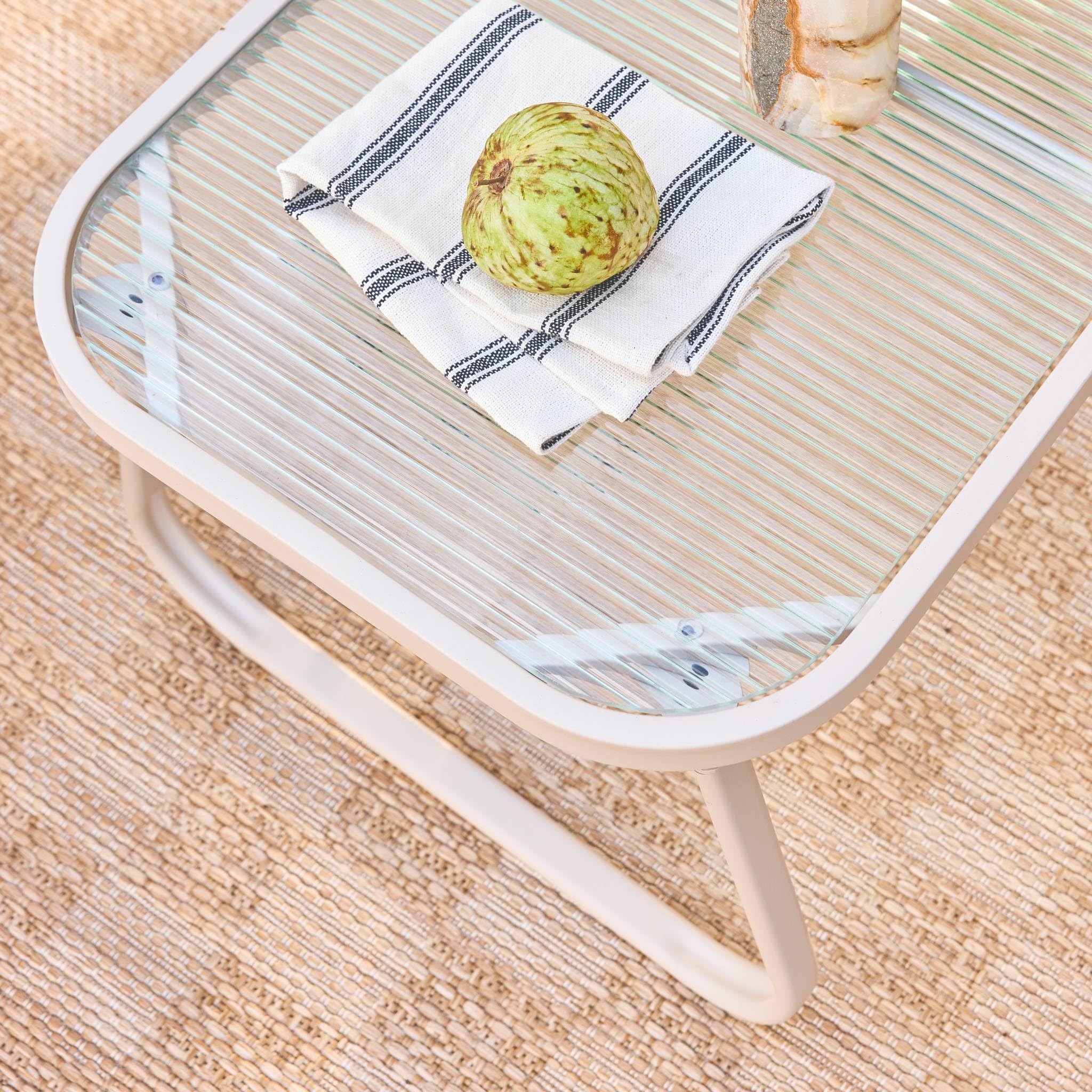 sweeek Salotto da Giardino in Acciaio, 4 posti Beige - 78x122x39 cm