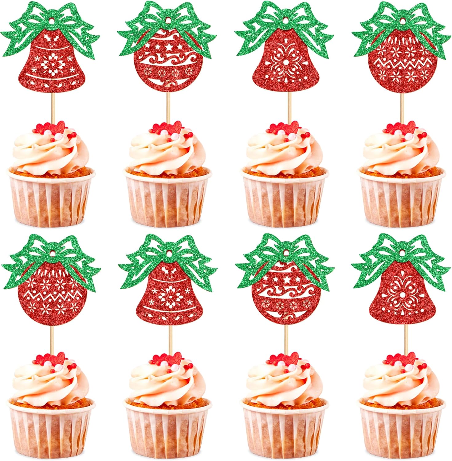 Ercadio 24 PCS Printed Floral Cross Cupcake Toppers Christian Baptism Cross Cupcake Picks for Religious Baby Shower Jesus Birthday He is Risen Easter Day Christmas Church Service Party Cake Supplies